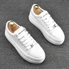 Fashion Men Business Wedding Shoes White Lace-up Casual Sneakers Breathable Outdoor Walking Comfortable Masculino Loafers Y87