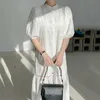 Korejpaa Women Dress Korea Chic Elegant Stand Collar Single-breasted Lace Embroidery Hollow Lantern Sleeve Long Vestido 210526