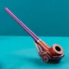 Colorful Portable Long Filter Handle Pipes Dry Herb Tobacco Handpipe Luxury Mouthpiece Multi-function Cigarette Holder High Quality Wooden DHL Free
