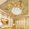 Gold 3D Teto papel de parede estilo europeu saco macio wallpapers para sala de estar quarto 3d teto wall papers home decor