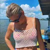 Kvinnors tankar Kvinnor Camis Summer Vacation Sexig Y2K v￤vd ih￥lig Sling Cami ￤rml￶st sk￶rd Top Streetwear Backless Cover-up Vest