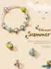 Wostu Summer Poważne Prawdziwe Sterling Silver 925 Summer Journey Charms Kolor Emalia Fit Dziewczyna Bransoletka Naszyjnik DIY Jewelry CQC1530 Q0531