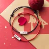 Lover Gift Fashion Retro Red Black Rope Bracelet for Men Women 925 Sterling Silver Letter Lucky Original Jewelry 210707