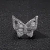 Uwin Butterfly CZ Rings Micro Paled Full Bling Iced Out Cubic Zircon Luxury Fashion Hiphop Jewelry Gift 2103104508136