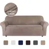 Suede Fabric Sofa Cover Solid Color Elastic All-inclusive pet-proof Slipcover for Living room Furniture Stretch Couch Capa 210723