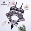 Cross Bandage Push Up Sling Underwear Women Sexy Lingerie Lace Flower Embroidery Patchwork Bra Set Ladies Wire Free Underwear X0526