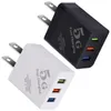 2.4A 3 Usb-portar Eu USA AC-nätadapter Väggladdare Plug för Samsung Galaxy s8 s10 s20 htc