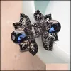 Hair Clips & Barrettes Jewelry Charm Clip Vintage Alloy Crab Mticolor Big Crystal Flower For Women Wedding Aessories Drop Delivery 2021 Wk48