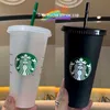 Starbucks transparentblack copo reutilizável copo de copo fosco com palha espessa copo de plástico Cynthia