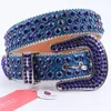 B￤lten svartrosa ￤kta l￤der strassb￤ltet Western Cowboy Crystal Studded Luxury Design Bling Diamond for Woman Man