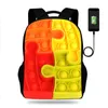 12 kleuren 3 stks / dhl Fidget Push Pops Bubble Gedrukt Rugzak Schoudertassen 17 inch Kinderen Studenten Schooltas Boek Pack USB Charing Oortelefoon Port Rugzakken G87085K