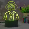 3D-Acryl-LED-Nachtlicht, Anime-Dekor, Affe D. Luffy Figur, Leuchtreklame für Kinder, Schlafzimmer, coole Manga-Gadget-Kind-Tischlampe C0305