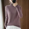 Gola alta cashmere mulheres pullovers suéteres sólido casual manga longa de malha jumper feminino bottoming pulôver camisola outono inverno