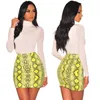 Sexy Women leather Snake Print Skirt Summer High Waist Mini Short Pencil Bodycon Femme Slim Package Hip Plus Size 210607