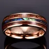 Rings Rings Bonlavie 8mm Hawaiian Koa Wood and Abalone Shell Tungsten Carbide Carbide Bands for Men Comfort Fit Size 4 to 17