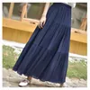 夏の女性白いロングスカートハイウエストストレッチコットンとリネンのスカートSaia女性A-Line Skirt Faldas Jupe Femme 210730