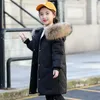 Çocuklar için Kış Suit Moda Gerçek Rakun Kürk Yaka Kız Aşağı Ceket Çocuklar Uzun Ceket Parkas Giyim TZ928 H0910