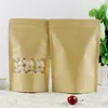 Gift Wrap 100pcs Kraft Paper Zipper Bag.kraft Bags Used For Food Packaging Is Self-supporting Brown