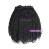 VMAE brasiliansk jungfruhår afro lockigt kinky rak 3A 3B 3C 4A 4B 4C Clip Ins Natural Black Human Hair Clip in Extensions