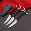 In Stock!! Straight Knife D2 Stone Wash Blade Full Tang Necklace cord Handle Fixed Blade Knives With Kydex