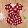 Jumpsuits 2021 Urodzony Summer Romper Baby Girl Belte Polka Dot Print Krótkie rękawie okrągła szyja Playsuit8911027