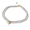 Chains Retro Elegant Necklace Glass Pearls Double Choker Rhinestone Glitter Wedding Party Decoration Wholesale 2021