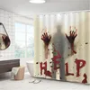 Party Decoration Halloween Horror Shower Curtain HD 3D Tryck Polyester Waterproof Partition Home