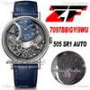 ZF Tradição 7097BB / GY / 9WU 505 SR1 Reserva de Energia Mens Automático Assista 40mm Caso de Aço Esqueleto Azul Dial Strap Super Edição 2021 Relógios Puretime A1