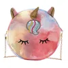 Children039s Cartoon Unicorn Rainbow Pink Bright OneShouder Messenger Bag Fashion Kids Chirstmas coreanos Adorável Crossbody Pack3719608