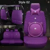 Kvinnlig bil Specialstolskydd f￶r Toyota Hyundai Kia BMW PU L￤der Auto Universal Size Waterproof Automobile Covers Purple Purple