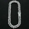 Conjunto de collar y pulsera de hip hop para hombres, plata, cristal de hielo, cadena de Miami, Cuba, diamante de agua pesada, rapero, 2 cm Q0809