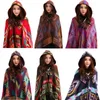 Moda Mulheres Winter Poncho Impresso Oodie Cape Bohemia Acrílico Lã Scarf Scarf Senhoras Camisola Com Capuz