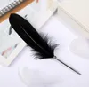 Feather Pen Office Signature Ballpoint Pens 0.5mm Black Blue Ink Christmas Gift Wedding Advertising Art SN2819