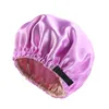 Katı Renk Saten Bonnet Kap Kadın Ekstra Büyük Gece Uyku Kapaklar Ayarlanabilir Türban Kemo Şapka Saç Bakım Kafa Kapak Şapka