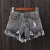 Cool Oversized Dames Shorts Vrouwelijke Harajuku Casual Zomer Hoge Waistsen Bont-gevoerd Beenopeningen Plus Size Sexy Biker Shorts Jeans 210301