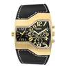 Armbandsur Högkvalitativ läderbälte Stor Ring Gold Men's Watch Fashion Trend Lysous Quartz