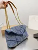 女性洗浄デニムバッグルーウフグファッションクラシックショルダーハンドバッグデザイナーバッグメッセンジャーショッピングバッグ高級財布チェーンカウボーイクロスボディバッグ