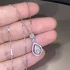 Стерлингового серебряного серебряного серебро 925 стерлингов водой белый топаз груша CZ алмазные женские кулон цепи ожерелье