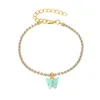 Korean Fashion Butterfly Anklets Rhinestone Crystal Foot Bracelet Boho Beach Sweet Acrylic Anklet for Women Girls