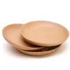 Round Wooden Plate Dish Dessert Biscuits Plate Dish Fruits Platter Dish Tea Server Tray Wood Cup Holder Bowl Pad Tableware Mat DAR54