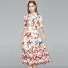 High-end Girl Dress Short Sleeve Lapel Printed OL Dress Temperament Lady Summer Dress