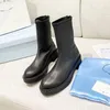 Projektanci Monolith Chelsea Boots Rois Women Patent Platforma Skórzana platforma kostki czarne pull-on Chunky Bojowniki 2419