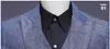 灰色の青いキラキラスーツ男性パーティーの結婚式のスーツ男性のためのウェディングスーツの男性ナイトクラブステージシンガー3個の部品スーツ（ジャケット+ベスト+パンツ）Terno Masculino X0909