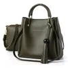 2 st / set kvinna väska mode kvinnor kompositväskor kvinnlig läder handväska svart axel messenger väska