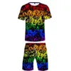 Gay Love Lesbian Rainbow Flag Design Clothes LGBT Sets Summer Short Sleeve T-shirts+Casual Board Shorts Men's LGBT Sets shirt X0610