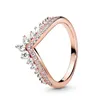 Rose Gold CZ Diamond Princess Wishing Ring Set adapté pour le style européen 925 Sterling Silver Ladies and Girls Wedding Crown Rings6988630