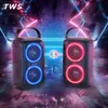 W-King T9 Karaoke Bluetooth Party Speaker 80W (100W Peak) högtalare, trådlöst TWS-högtalare med Bassup Tech, Mixed Color LED-lampor, TF-kort / USB-uppspelning RGB Subwoofer