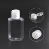 2021 30ml 60ml Tom Pet Plastflaska med flip-lock transparent kvadratisk formflaska för sminkvätska engångshands sanitizergel