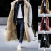 Стили зимние теплые мужчины искусственные меховые замшевые пальто х-длинного воротника толстые куртки толстые куртки плюс размер меховой лайнера с длинным рукавом пальто