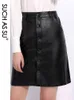 Herbst Winter Rock Marke Knielang PU Leder S M L XL XXL XXXL 4XL Plus Size Einreiher Schwarz Weiblich 211119